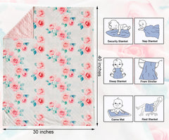 DuShow Floral Baby Blanket dotted backing seen from back, ideal for car seat and stroller comfort.