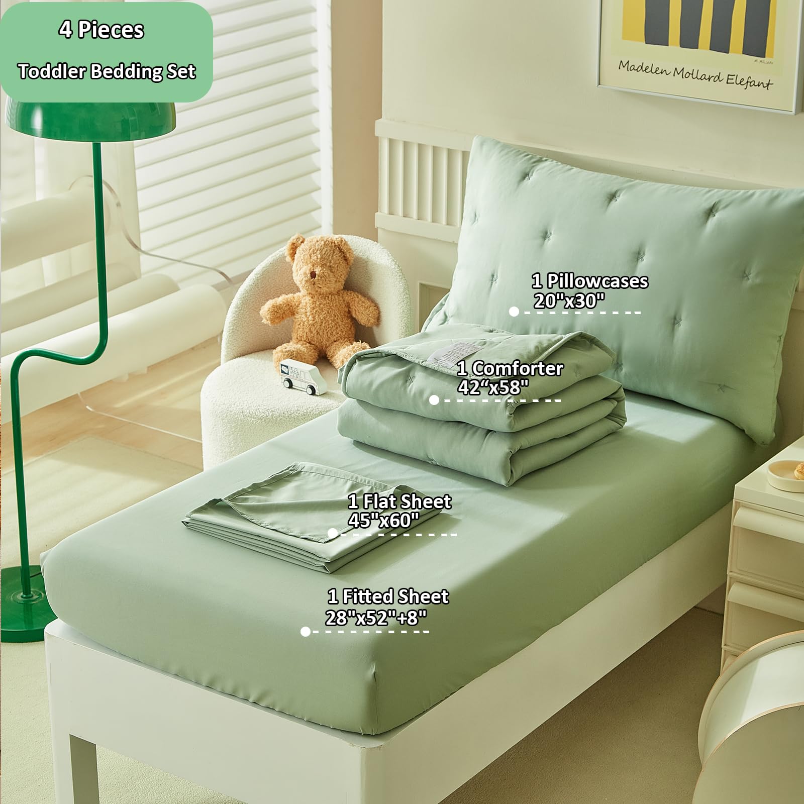 DuShow Green flat sheet close-up highlighting breathable, smooth all-season fabric.