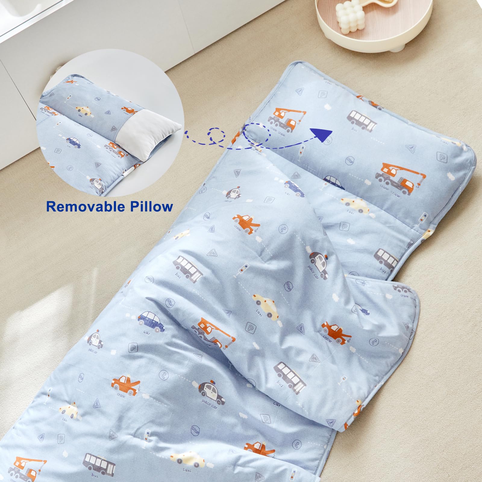 DuShow car pattern design close-up engaging kids during nap time