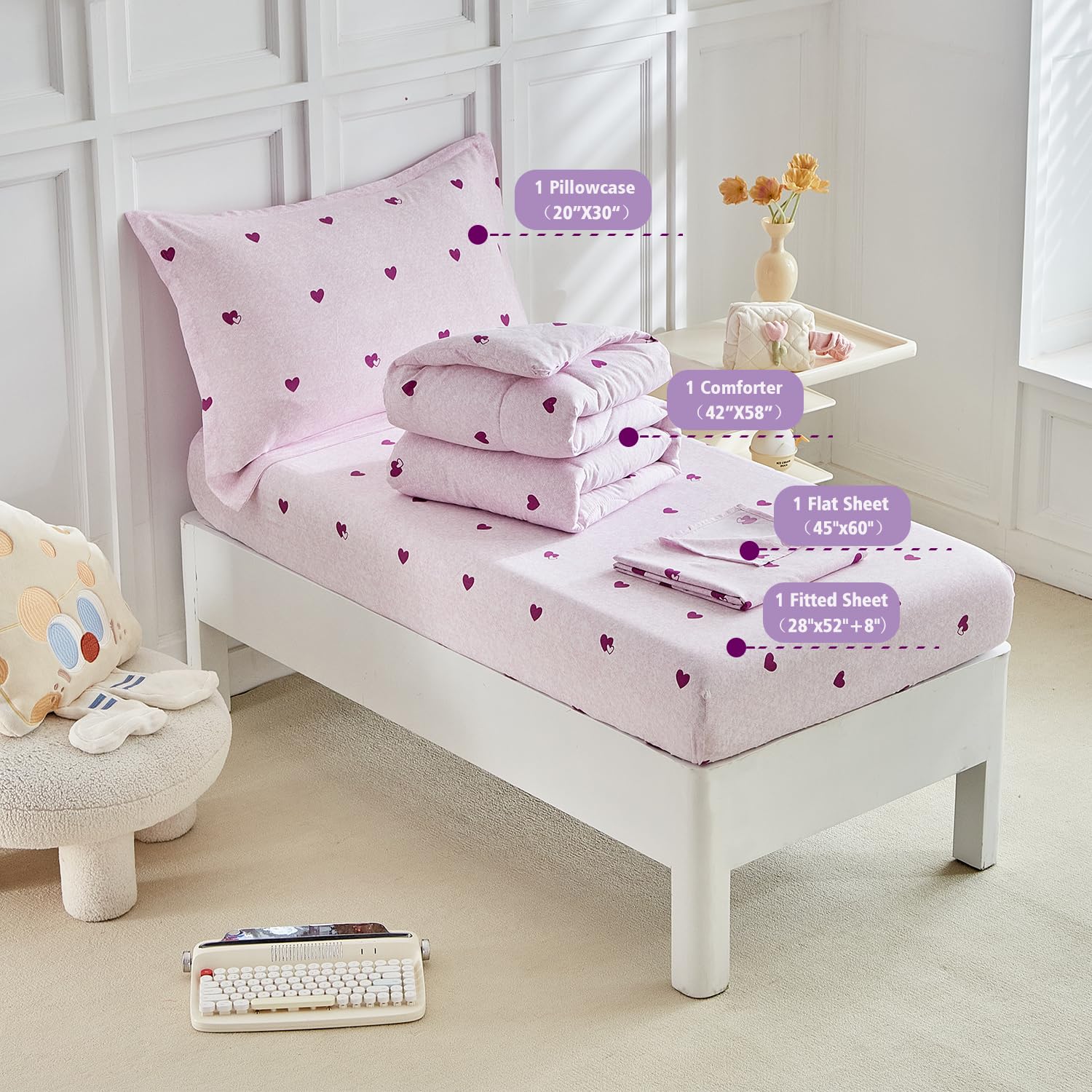 DuShow Purple Star flat sheet provides breathable all-night comfort.