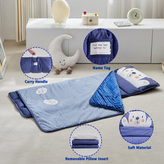 DuShow navy bear pattern nap mat creates a cozy, friendly nap space.
