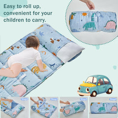 DuShow toddler nap mat removable pillow blue highlights customizable comfort