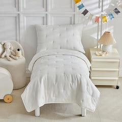 DuShow white toddler bedding with reversible comforter for versatile warmth