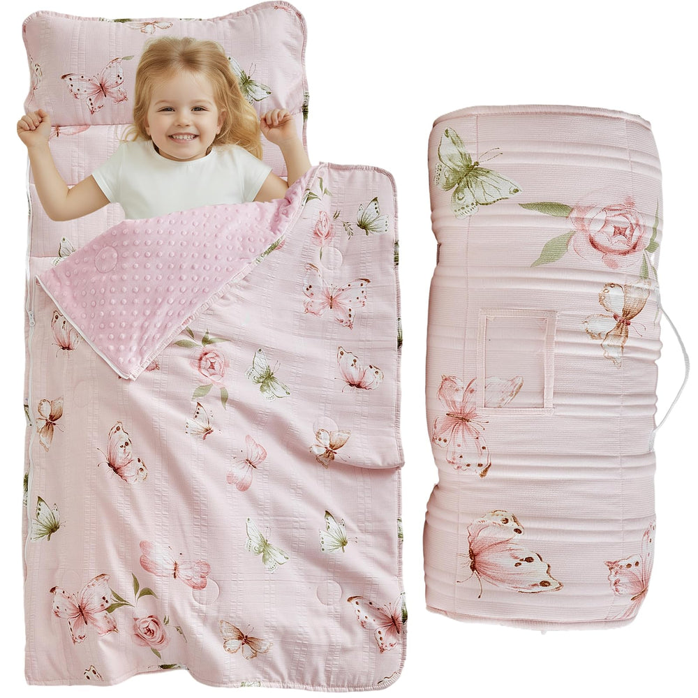 DuShow toddler nap mat butterfly closeup shows soft microfiber for cozy daycare naps