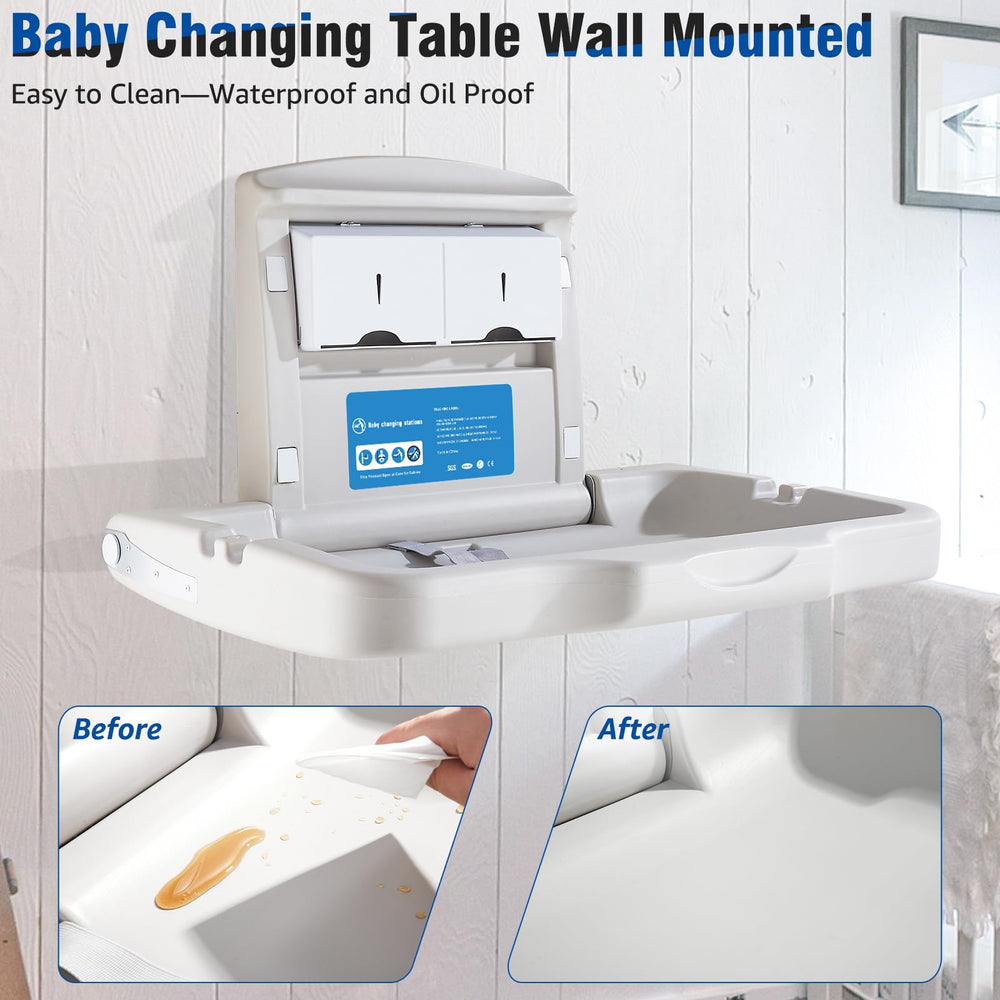 DutyWorks storage boxes and hooks keep wipes, diapers organized during diaper changes