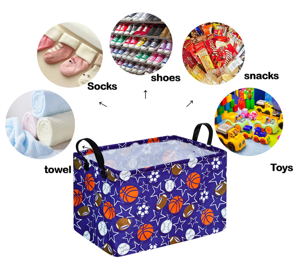 DUYIY rectangle balls-pattern gift storage basket durable canvas with waterproof coating