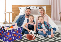 DUYIY rectangle balls-pattern gift storage basket sturdy handles for easy carrying