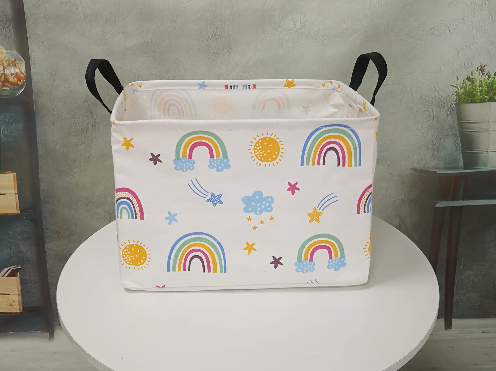 DUYIY Rainbow Rectangle Basket in nursery keeps essentials tidy and accessible