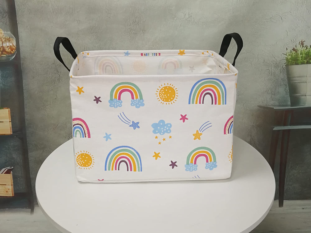 DUYIY Rainbow Rectangle Basket in nursery keeps essentials tidy and accessible