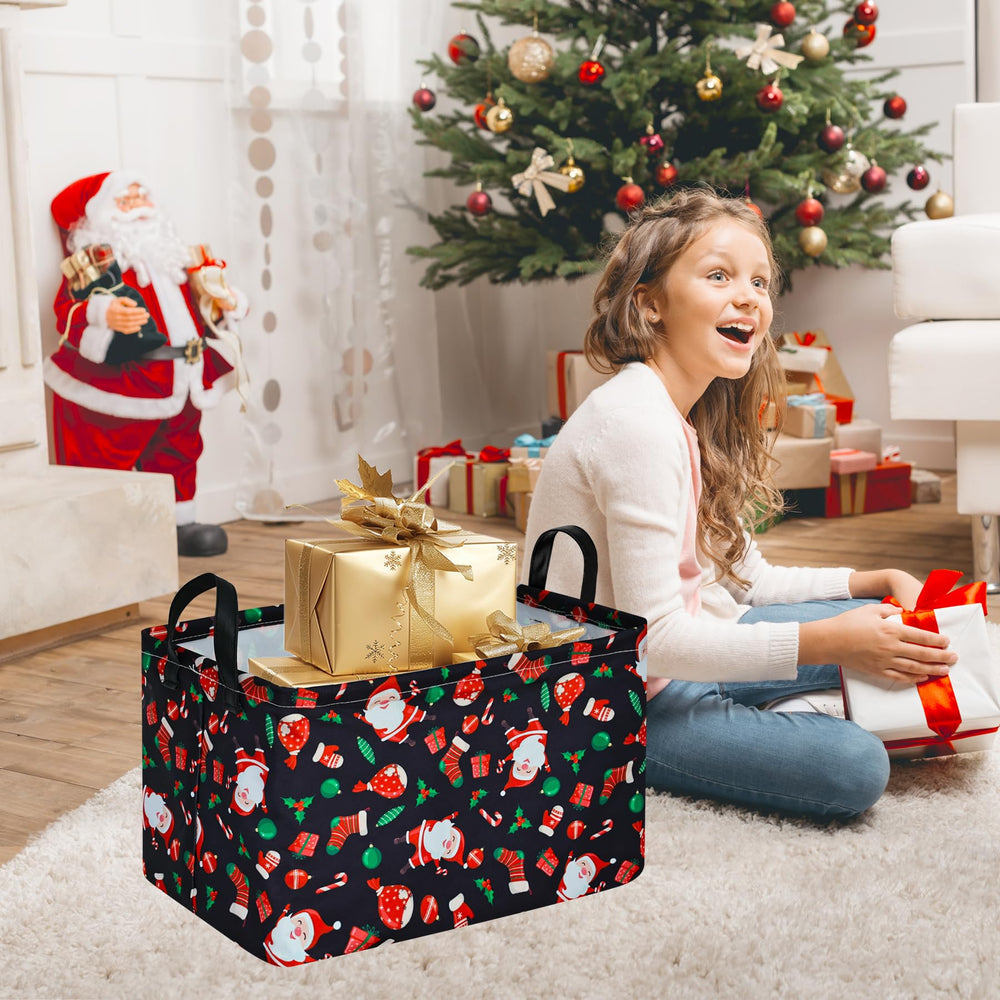 DUYIY rectangle Christmas gift basket ideal for bedroom laundry and toy storage.