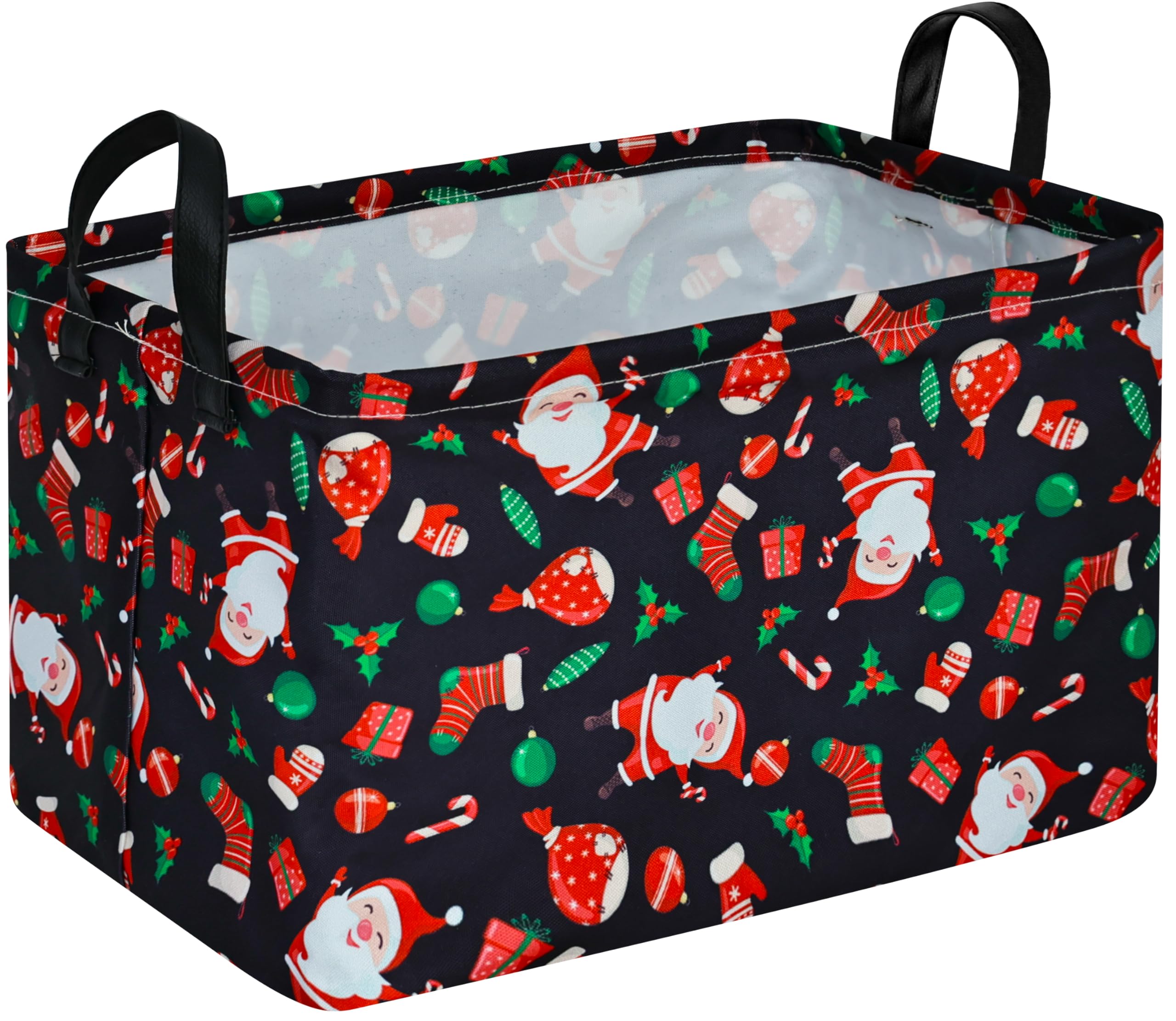 DUYIY rectangle Christmas gift basket front view, sturdy storage for gifts and essentials.