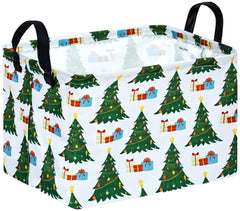DUYIY Rectangle Christmas Gift Basket with leather handles for easy, secure carrying.