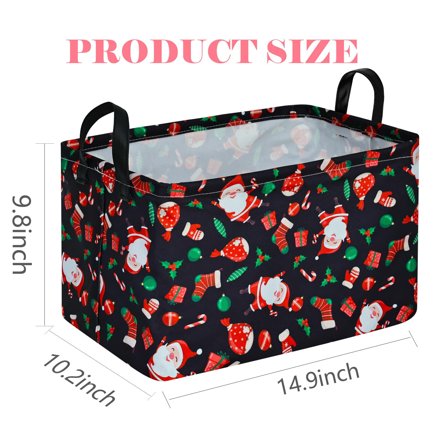 DUYIY rectangle Christmas gift basket side handle, easy carry for heavy loads.