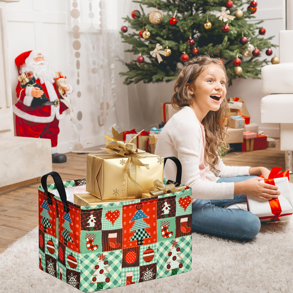 DUYIY rectangle Christmas gift storage basket bedroom setup showing versatile laundry or toy bin.