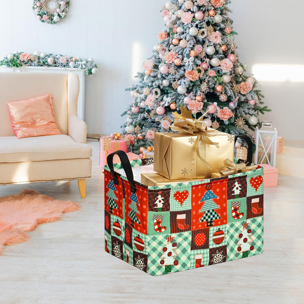 DUYIY rectangle Christmas gift storage basket handles-closeup emphasizes grip comfort.