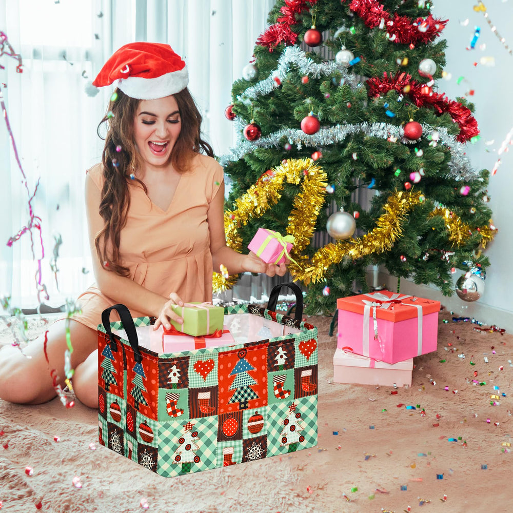 DUYIY rectangle Christmas gift storage basket waterproof material suitable for damp laundry and toys.