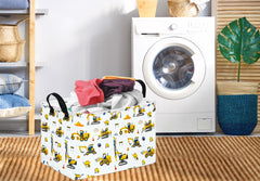 DUYIY rectangle gift storage basket folded demonstrates easy storage when not in use