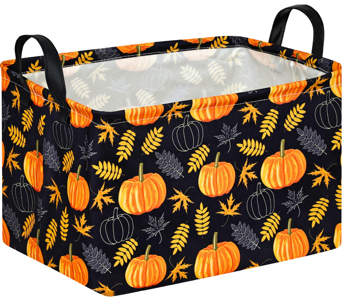 DUYIY Rectangle Gift Storage Basket front view showing sturdy handles for easy organization.