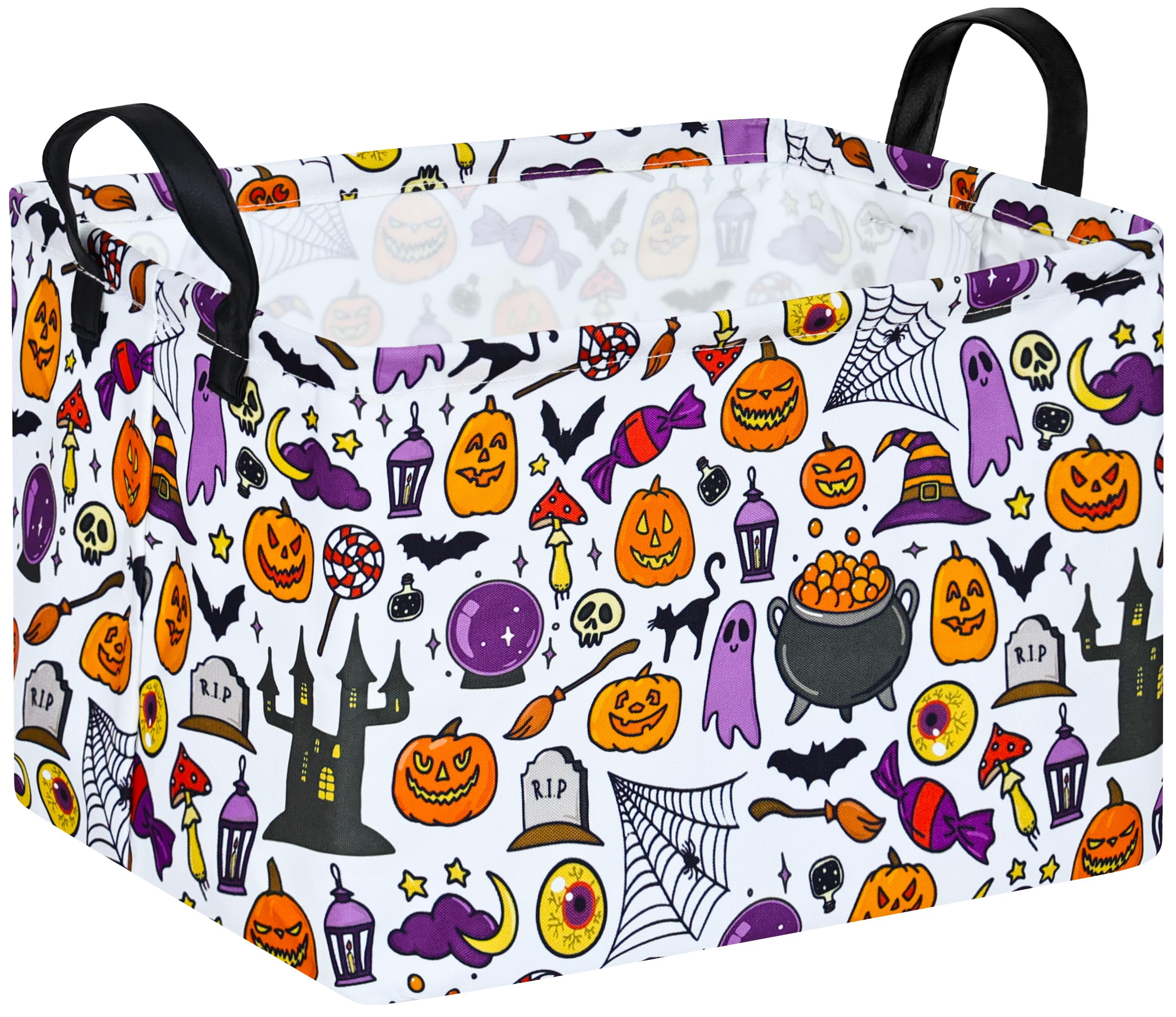 DUYIY rectangle gift storage basket front view with sturdy handles for easy transport.