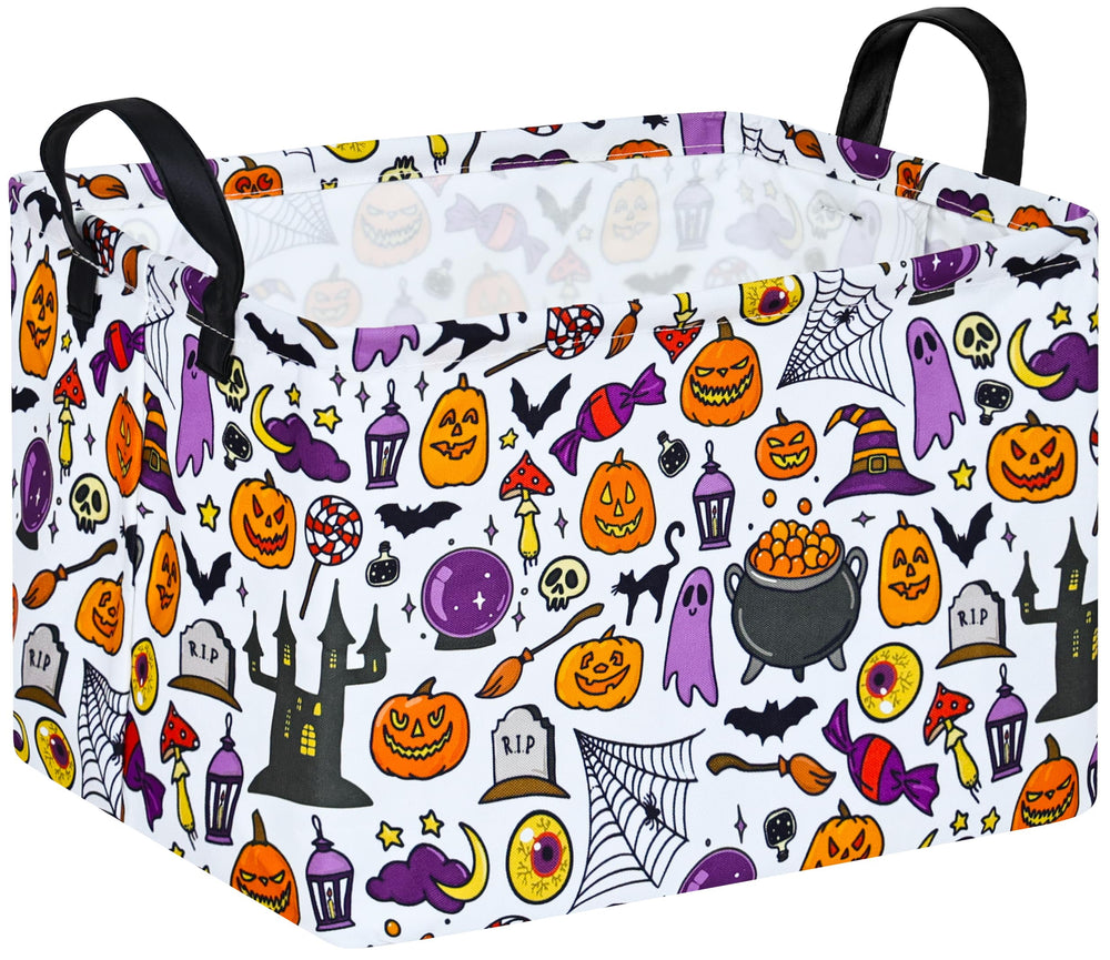 DUYIY rectangle gift storage basket front view with sturdy handles for easy transport.