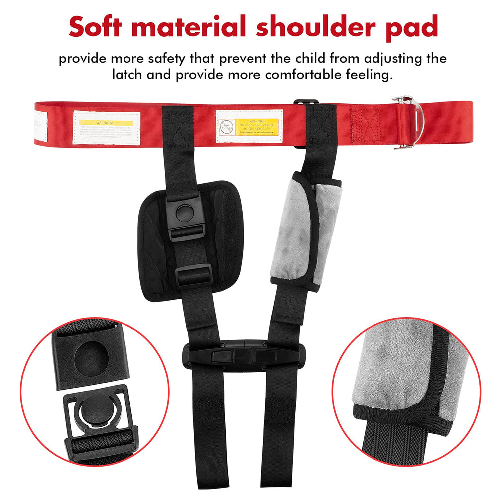 Duythy airplane harness with quick-install design for travel.
