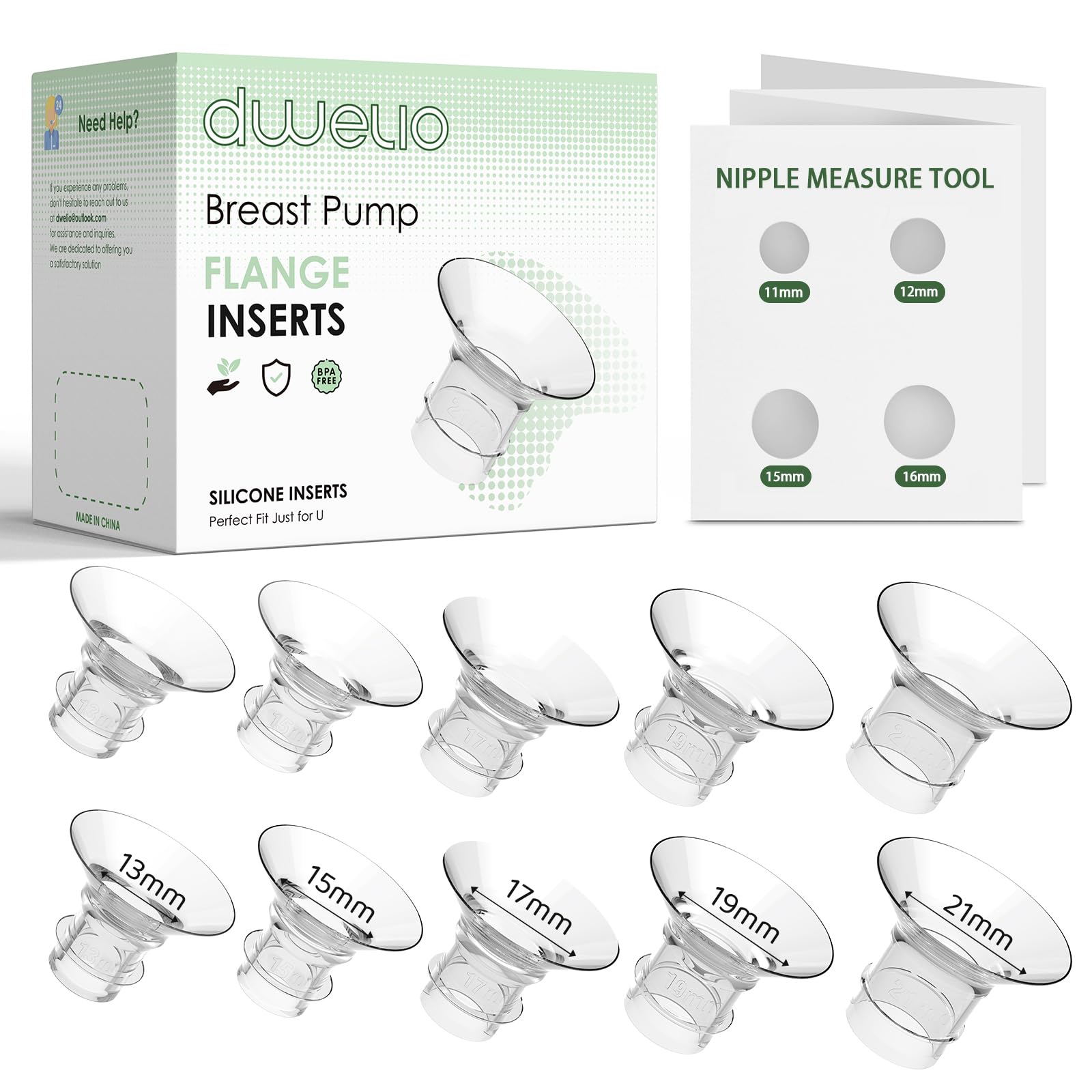 Dwelio flange inserts 13mm provide tailored fit for comfortable pumping sessions