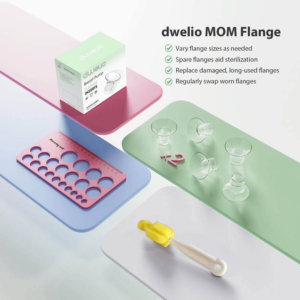 Dwelio flange 15mm insert supports gradual nipple size adjustments with comfort.