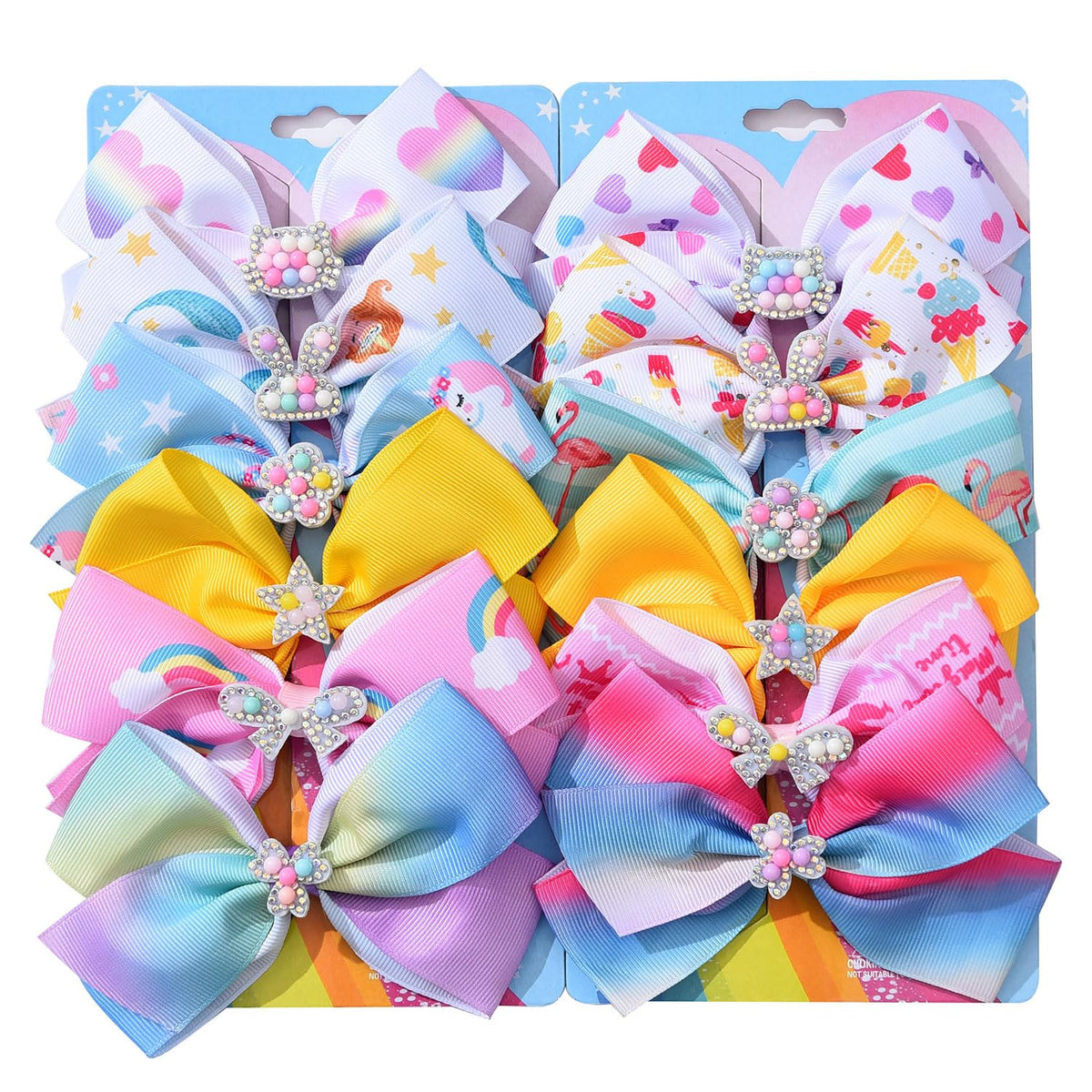 Dwenarry 5-inch rainbow hair bows with alligator clip for secure wear