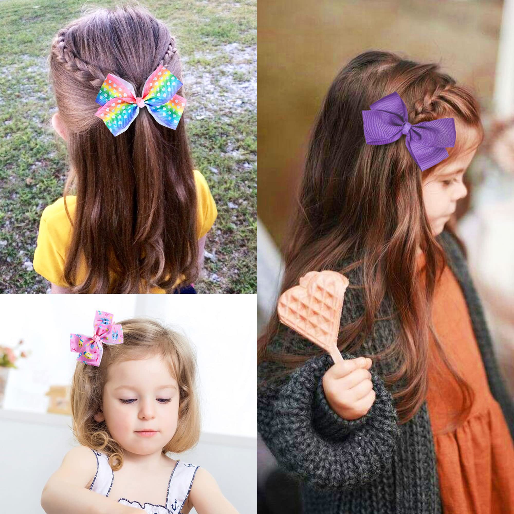 Dwenarry grosgrain ribbon bows with non-slip clips hold hair securely