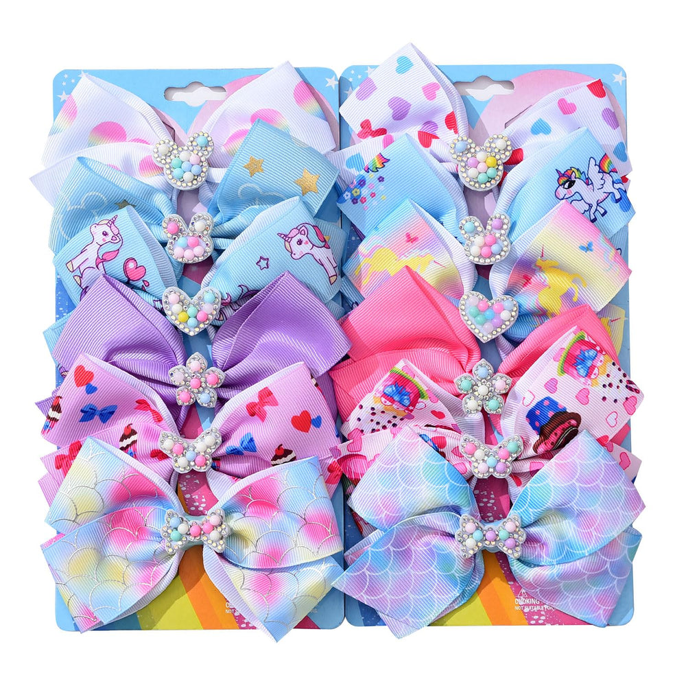 Dwenarry 12pcs 5inch hair bows set with secure clips for everyday outfits