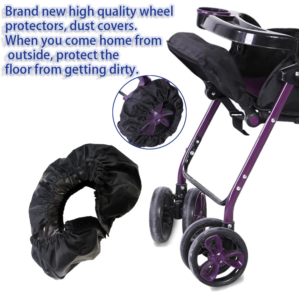 DWJSYXEI stroller wheel protectors black material hides dirt and stains