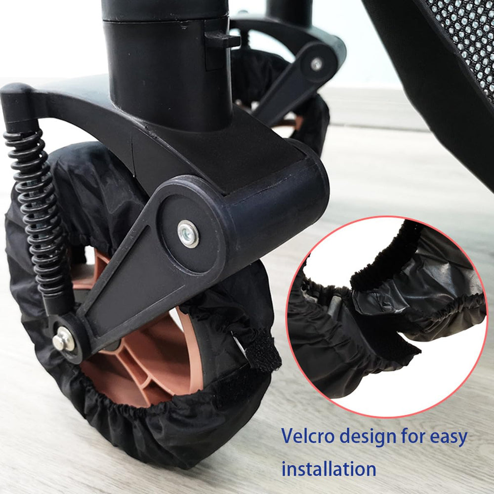 DWJSYXEI stroller wheel protectors easy-install view demonstrates quick setup