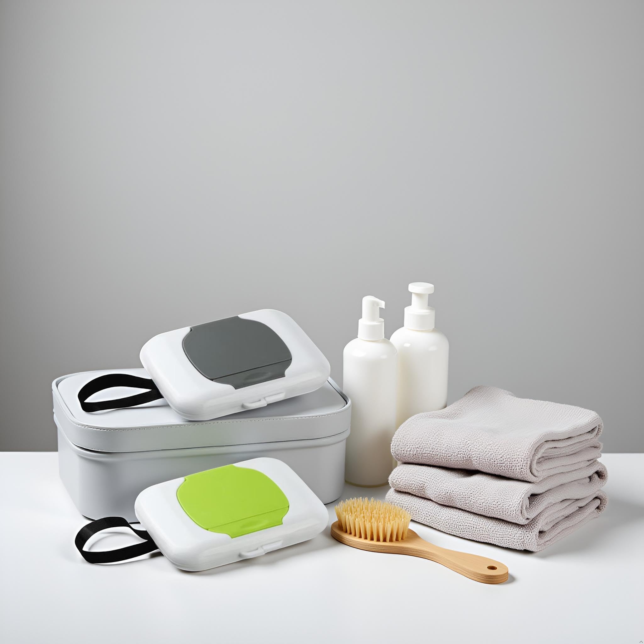 Dwuww in-use on stroller setup for quick wipes without mess