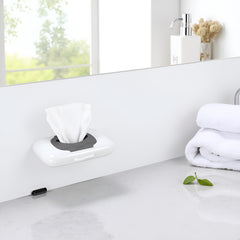 Dwuww travel wipe holder grey-green wipe-dispensing demonstrates quick cleanup