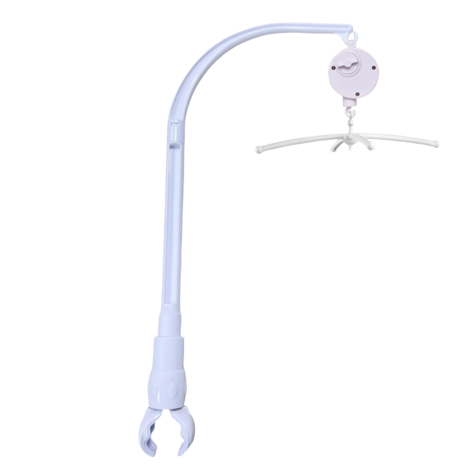 Dwwffer crib mobile arm setup demonstrates adjustable support for versatile crib décor.