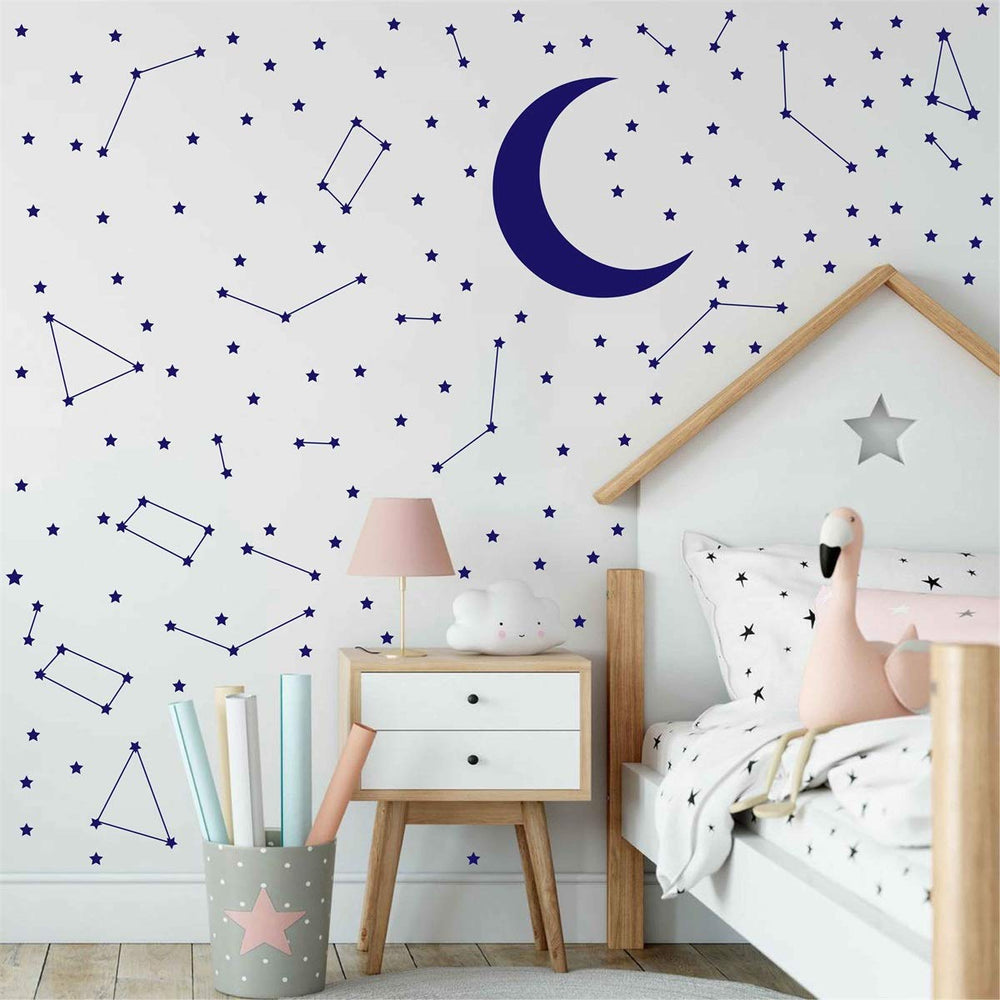 DXLING Melissalove gold stars and moon wall sticker adds shimmering celestial glow to nurseries.