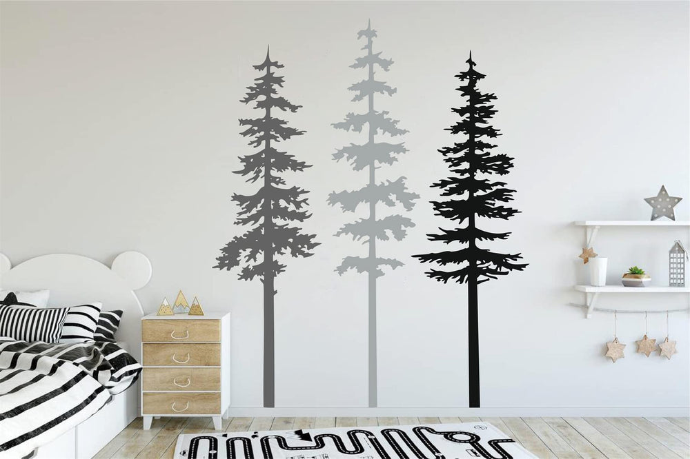 DXLING pine tree wall decal tall on wall for bold kids room decor