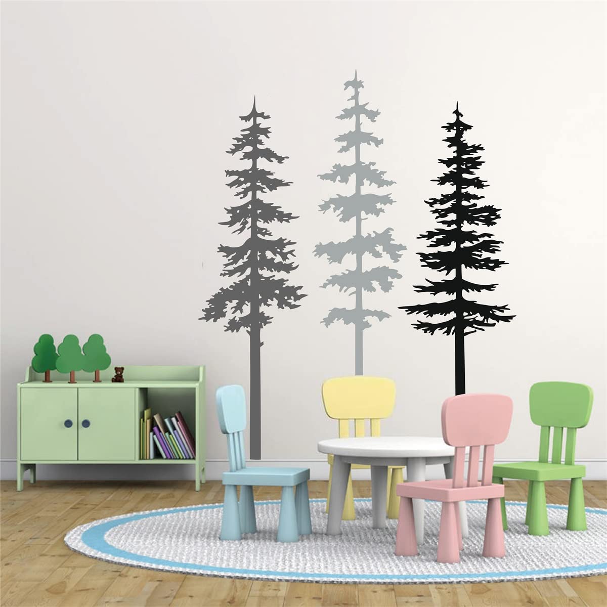 DXLING pine tree wall sticker for kids room creates painted-look ambiance