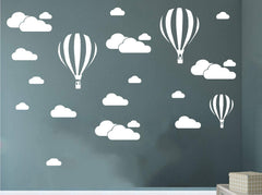 DXLING white clouds and hot air balloons wall art – nursery decor adds calm, playful sky vibes