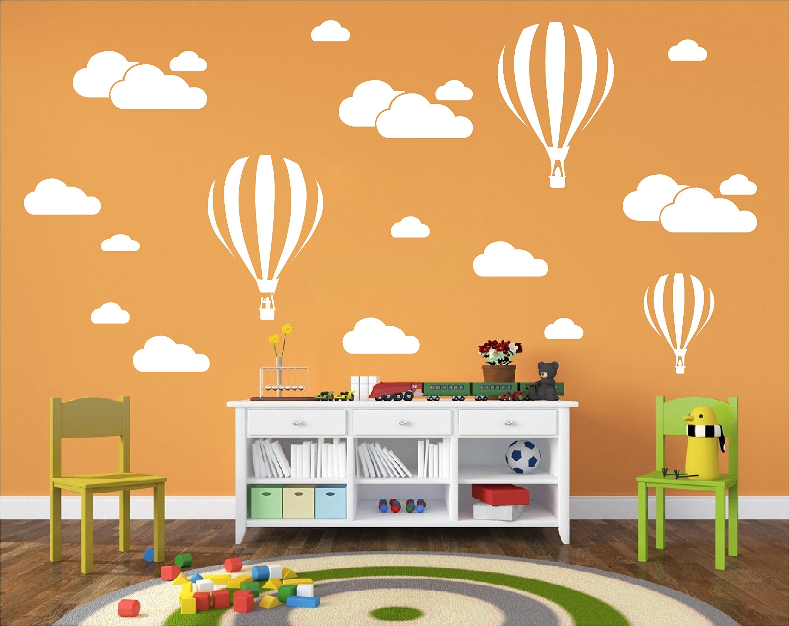 DXLING white clouds and hot air balloons wall decals – removable, apartment-friendly accents for kids' rooms
