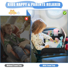 DxTing upgraded travel tray in airplane friendly surface for activities.