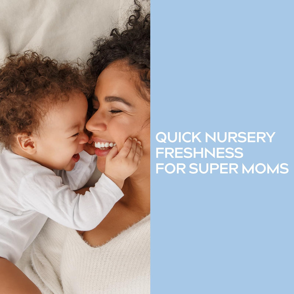 Dynamic Element unscented spray mist neutralizes diaper odors for a quiet, fragrance-free cleanup.