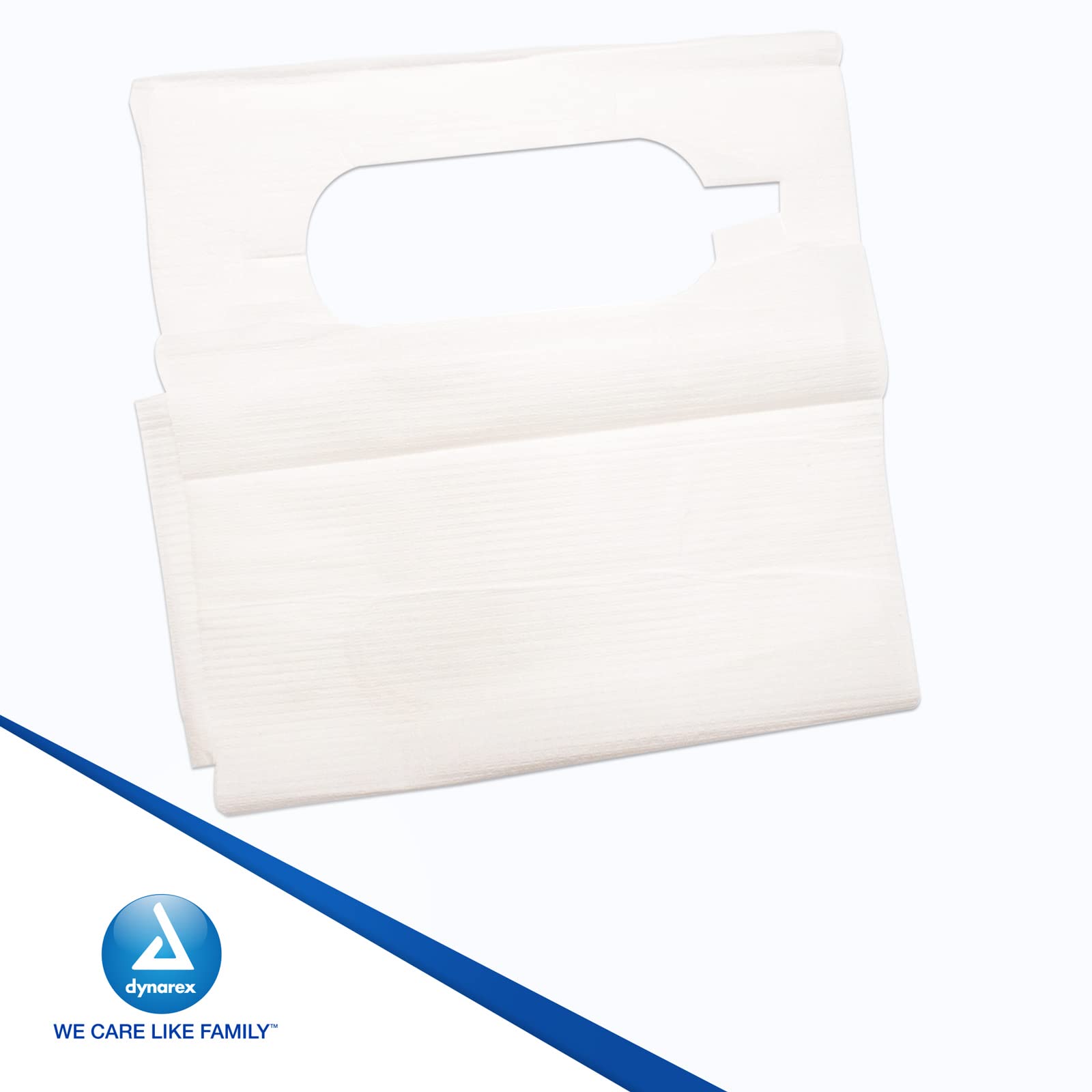 Dynarex 4406 slipover bib head-wearable image illustrates quick one-piece wear.