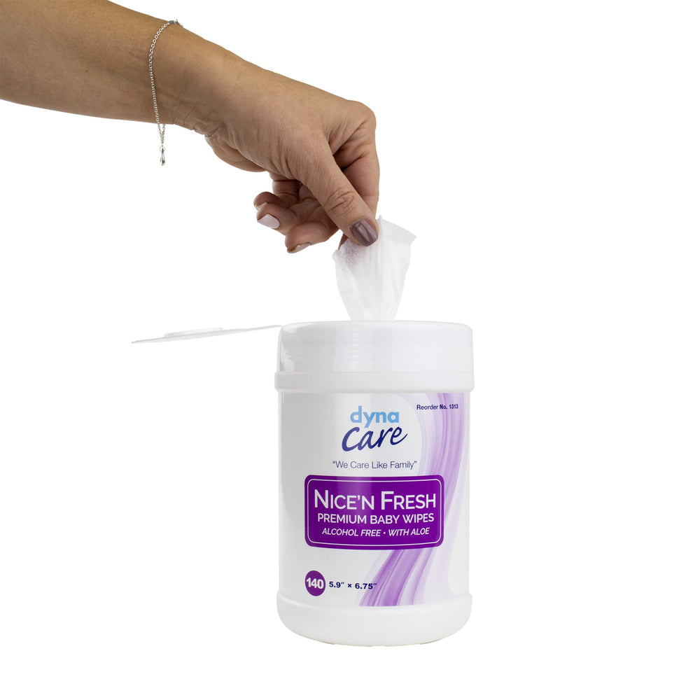 Dynarex Nice'n Fresh nonwoven material provides durable, soft wipes for quick messes.