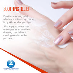 Dynarex white petrolatum demonstration illustrating simple skin application