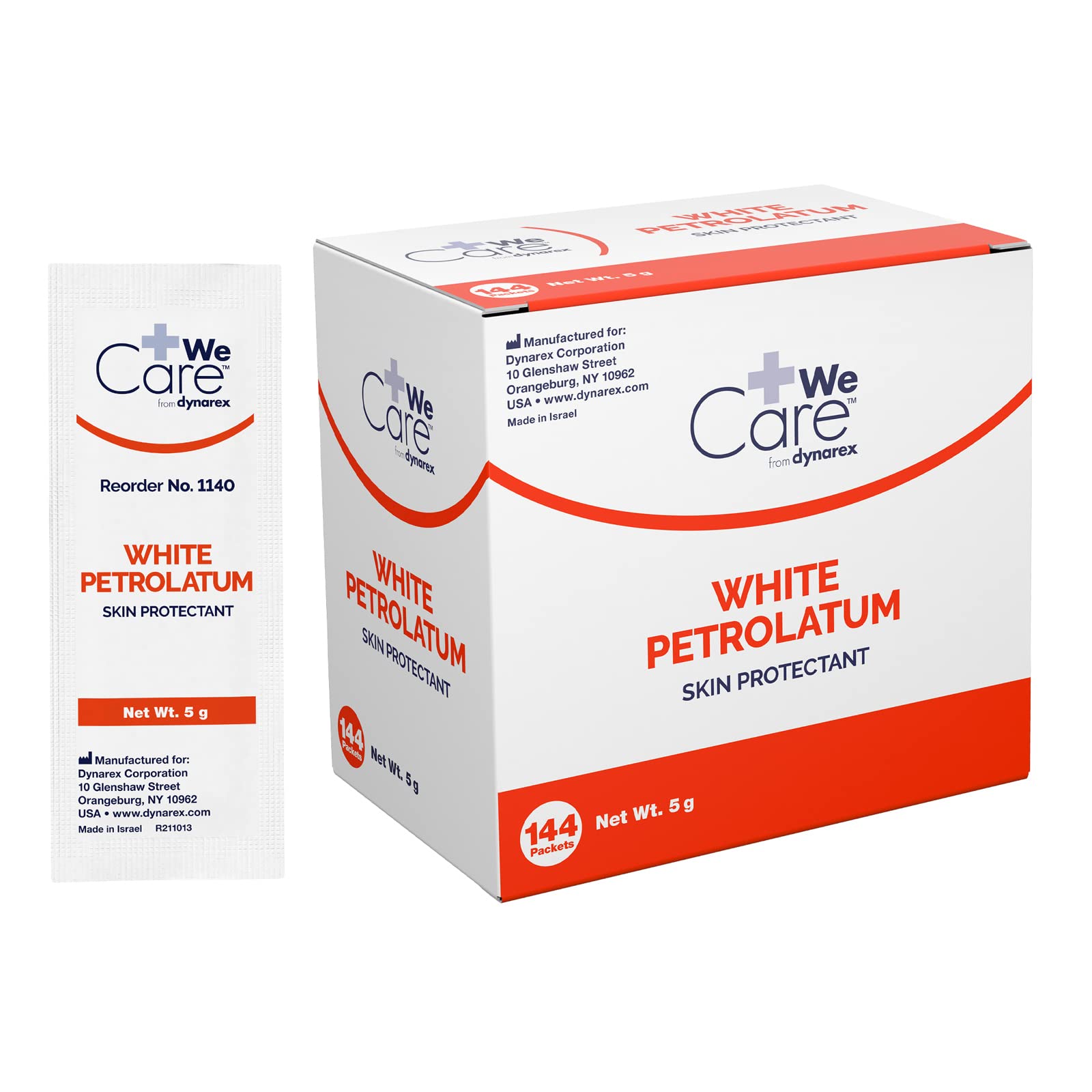 Dynarex white petrolatum box front showing compact packaging and accessibility for daily care