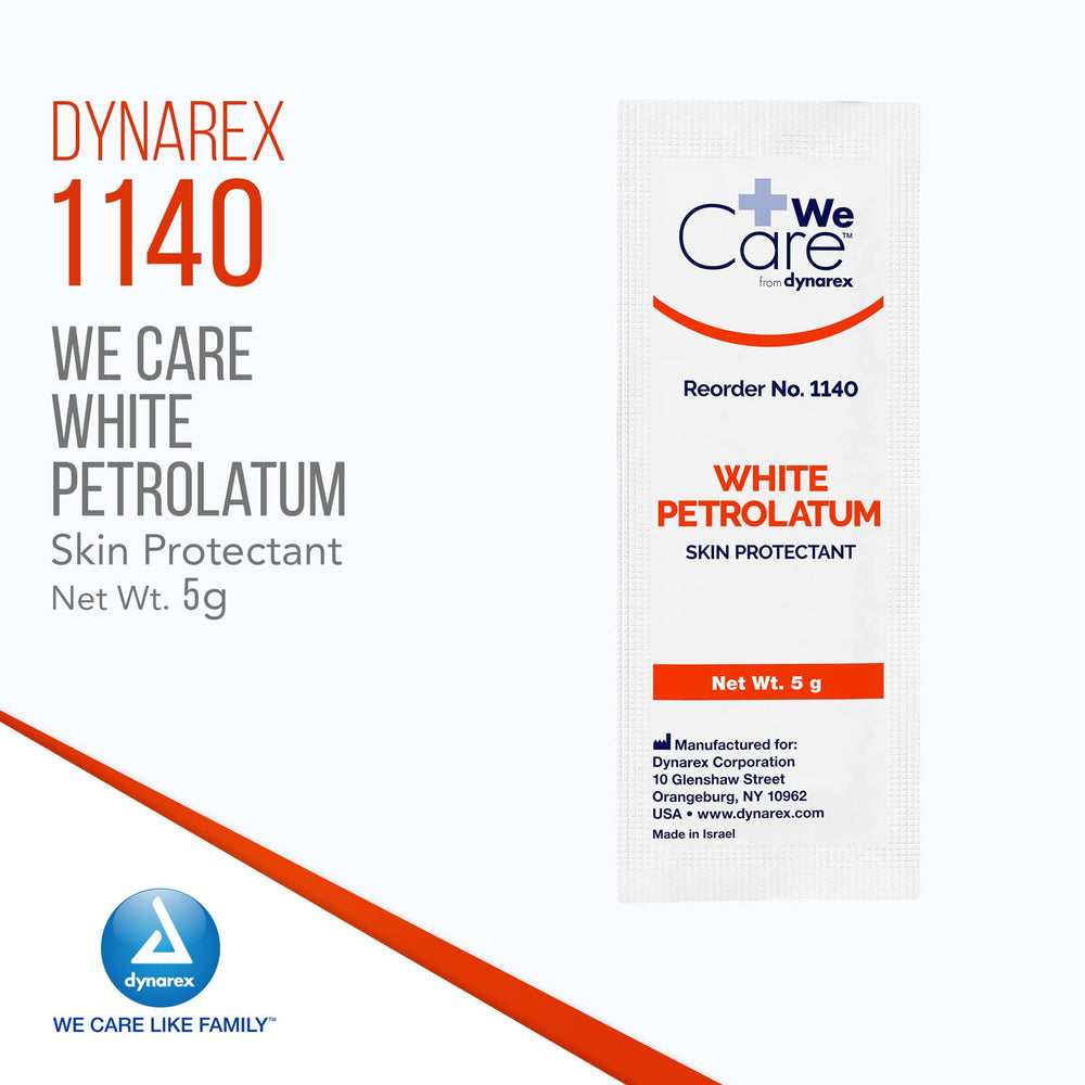 Dynarex white petrolatum foil packets arranged for easy travel and usage