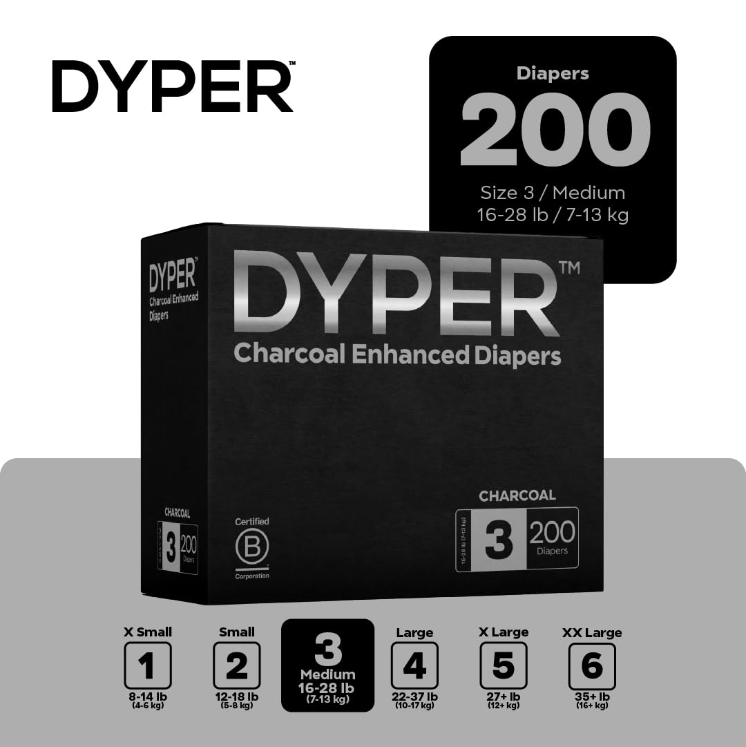 DYPER charcoal diapers absorbent inner layer close-up reveals a soft core for dryness.