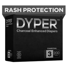 DYPER charcoal diapers pack open demonstrates convenient on-the-go changes with secure packaging.