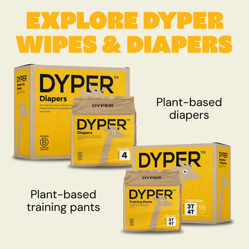 DYPER Overnight Protection image conveys all-night dry comfort for newborns.